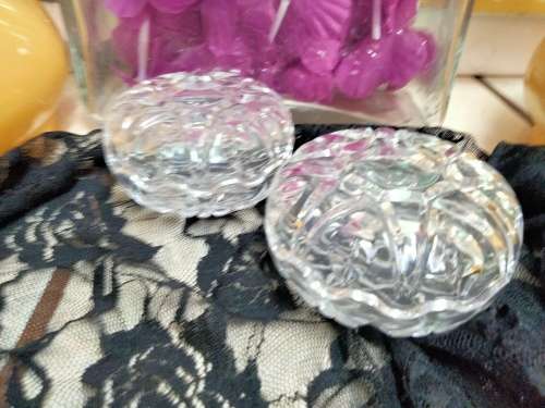 Box glass  Lidded 2 -4 piece Crystal  made in France Bonbon dish trinket butter Pats Candle desert A