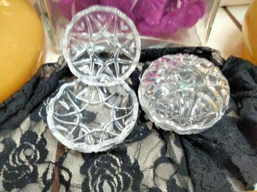 Box glass  Lidded 2 -4 piece Crystal  made in France Bonbon dish trinket butter Pats Candle desert A