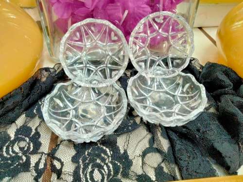 Box glass  Lidded 2 -4 piece Crystal  made in France Bonbon dish trinket butter Pats Candle desert A
