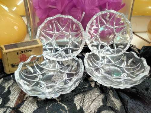 Box glass  Lidded 2 -4 piece Crystal  made in France Bonbon dish trinket butter Pats Candle desert A