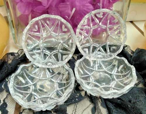 Box glass  Lidded 2 -4 piece Crystal  made in France Bonbon dish trinket butter Pats Candle desert A
