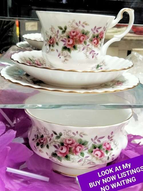 ROYAL ALBERT -SUGAR bowl+Trio Lavender Rose c1962/70