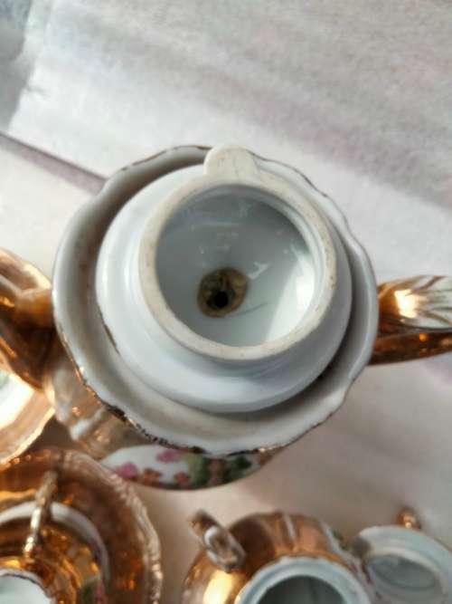 Romantic Couple  Porcelain Tea Set Showing ware to gilt coating-Damage LOOK At My BUY NOW NO WAITING