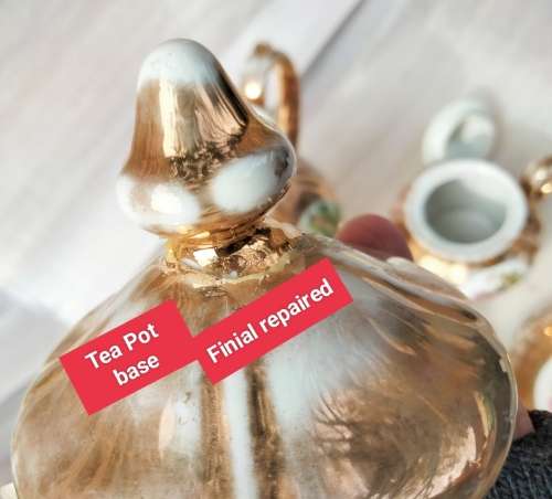Romantic Couple  Porcelain Tea Set Showing ware to gilt coating-Damage LOOK At My BUY NOW NO WAITING