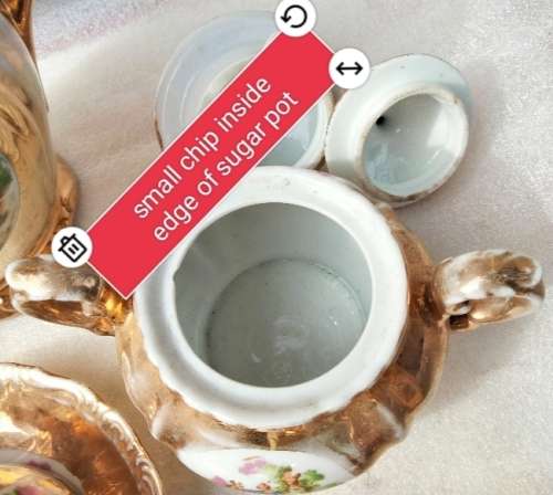 Romantic Couple  Porcelain Tea Set Showing ware to gilt coating-Damage LOOK At My BUY NOW NO WAITING