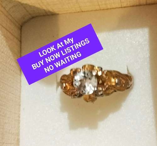 Dress RING- Faceted cut Glass gold plate LOOK at my Buy Now listings NO WAITING