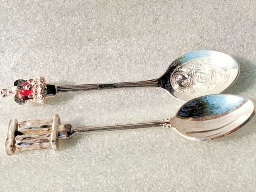 5 Silver Plate Teaspoons SOUVENIR 1 Stonehenge+ 3 Scepter1 Bridge charmLOOK at My BUY NOW*NO WAITING