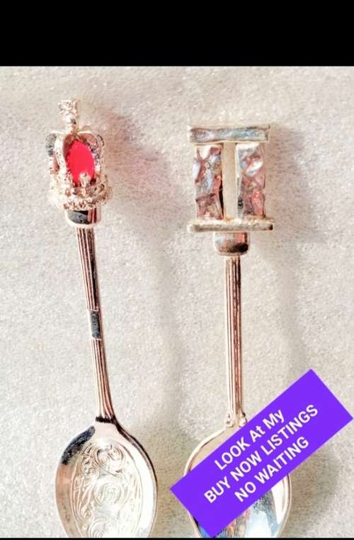 5 Silver Plate Teaspoons SOUVENIR 1 Stonehenge+ 3 Scepter1 Bridge charmLOOK at My BUY NOW*NO WAITING