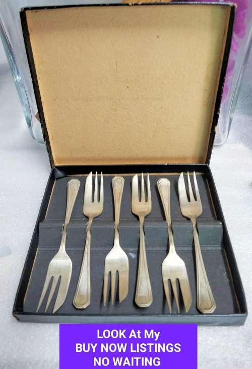 Boxed set  6 Cake Forks EPNS LOOK At My BUY NOW LISTINGS NO WAITING