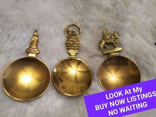 TEA CADDY Scoops - 4 Brass Esmeralda Chaucer Jenny Jones Dog LOOK At My BUY NOW items NO WAITING