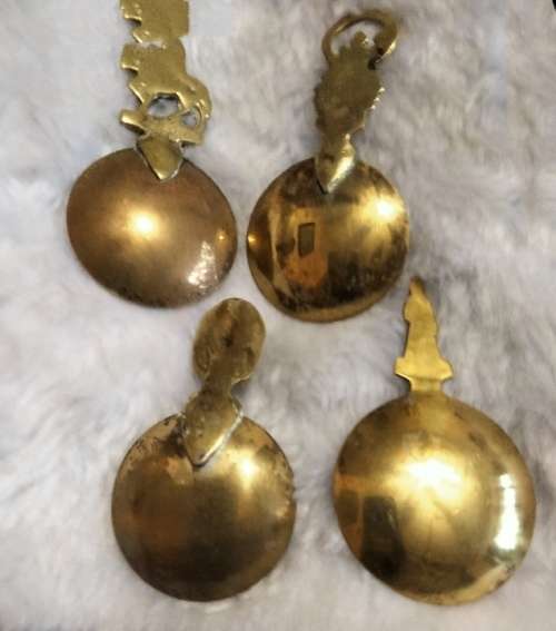 TEA CADDY Scoops - 4 Brass Esmeralda Chaucer Jenny Jones Dog LOOK At My BUY NOW items NO WAITING