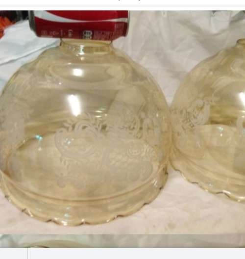 2 X GLASS shades  CEILING LIGHTS frosted frieze frilled edge Both for one bid