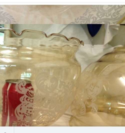 2 X GLASS shades  CEILING LIGHTS frosted frieze frilled edge Both for one bid