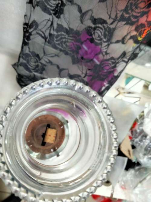 Antique Oil Lamp base rib glass design middle Boulbus holds brass mechanism Top glass fits into it