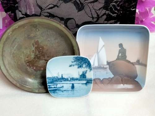 3 made in Denmark 1 Lille 1300 Havfrue 6531 B+G Denmark Lille Mermaid 1970-1973+1Metal+1Cermic