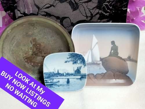 3 made in Denmark 1 Lille 1300 Havfrue 6531 B+G Denmark Lille Mermaid 1970-1973+1Metal+1Cermic