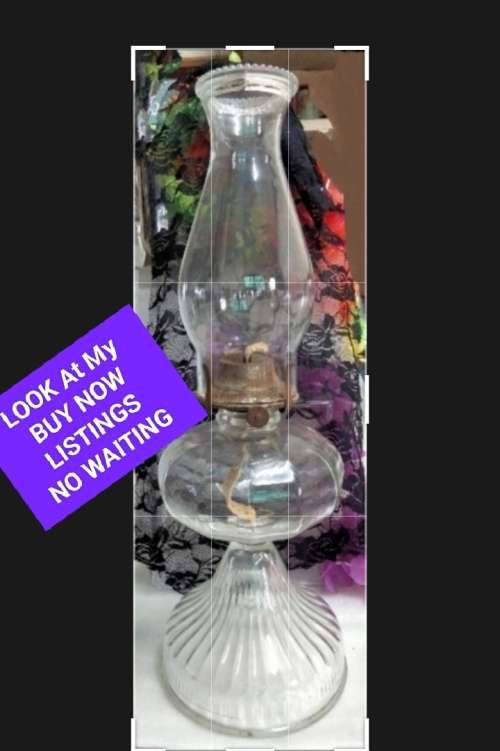 Antique Oil Lamp base rib glass design middle Boulbus holds brass mechanism Top glass fits into it