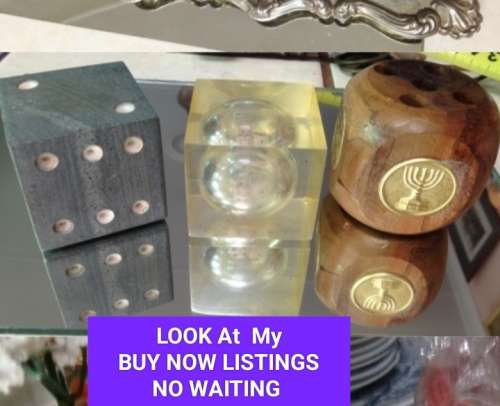 3 - Israel Olive Wood Pen holder - Resin dice inside - Soap Stone dice