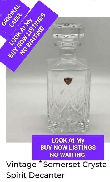 Somerset Decanter-RARE  original sticker still on Original + Stopper  Hand Cut lead Crystal