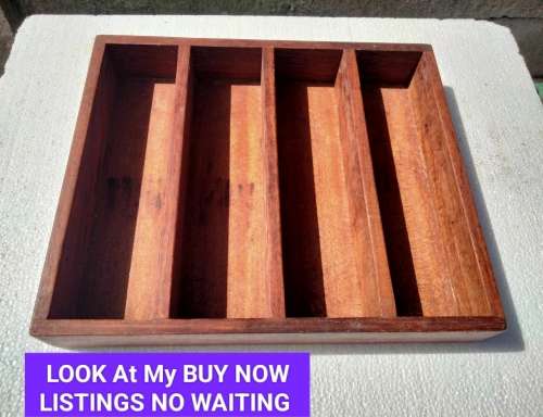 4 Divisions wood box tray  LOOK At My BUY Now items NO WAITING