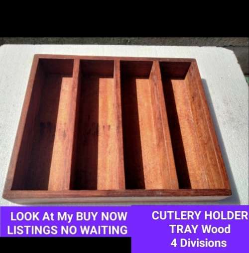 4 Divisions wood box tray  LOOK At My BUY Now items NO WAITING