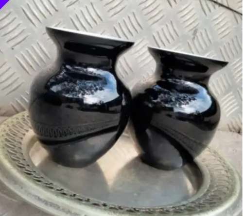 Vases 2 Venitian Glass Black/White cased Hand Blown Look at my Buy Now listings No Waiting