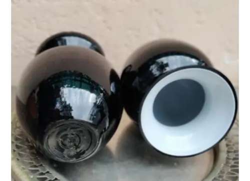 Vases 2 Venitian Glass Black/White cased Hand Blown Look at my Buy Now listings No Waiting
