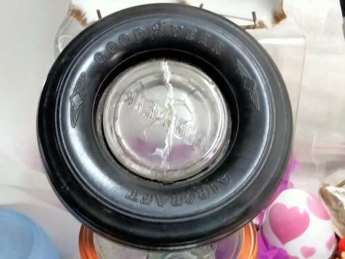 Ashtray - Goodyear aircraft Tyre glass Ashtray repaired Look at my Buy Now listings No Waiting