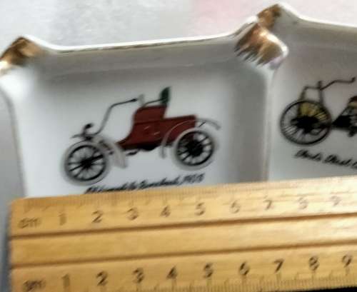 ASHTRAYs - 2  Ceramic old Cars on  LOOK At My BUY NOWitemsNO WAITING
