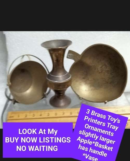 3 Brass Toy`s Printers Tray Ornaments slightly larger Look at my Buy Now listings No Waiting