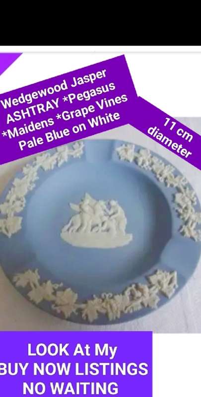 Wedgewood Jasper ASHTAY Pegasus+Maidens Grape Vines WHITEonPale BlueLOOKatMy BUY NOWitemsNO WAITING