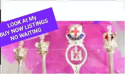 5 Silver Plate Teaspoons SOUVENIR 1 Stonehenge+ 3 Scepter1 Bridge charmLOOK at My BUY NOW*NO WAITING