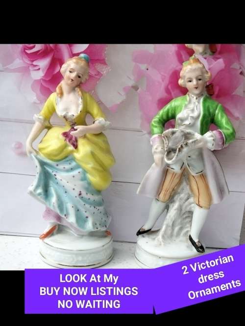 FIGURINES Lady + Gentleman Victorian style Porcelain LOOK At My BUY NOW - NO WAITING