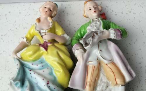 FIGURINES Lady + Gentleman Victorian style Porcelain LOOK At My BUY NOW - NO WAITING