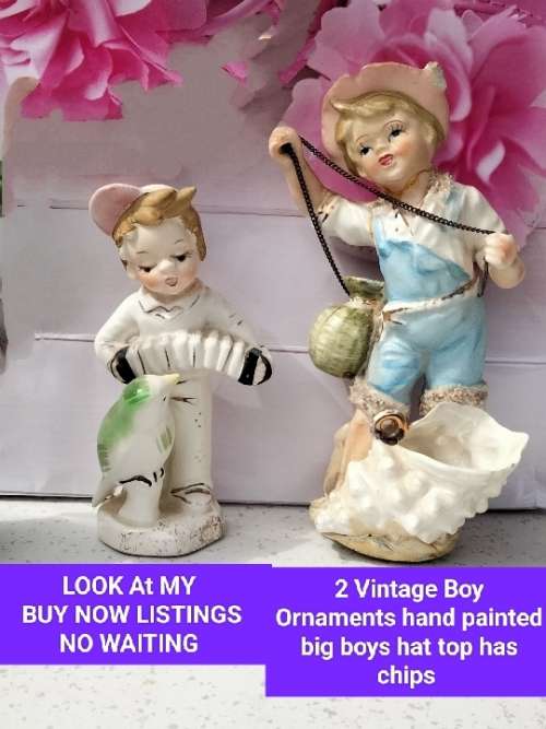 FIGURINES 2 Boys Victorian style Porcelain hand painted LOOK At My BUY NOW * NO WAITING