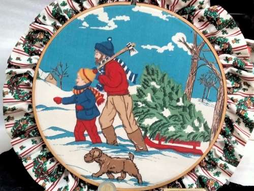 CHRISTMAS WREATH material over frame Scene tree dog boy*LOOK At My BUY NOW items NO WAITING