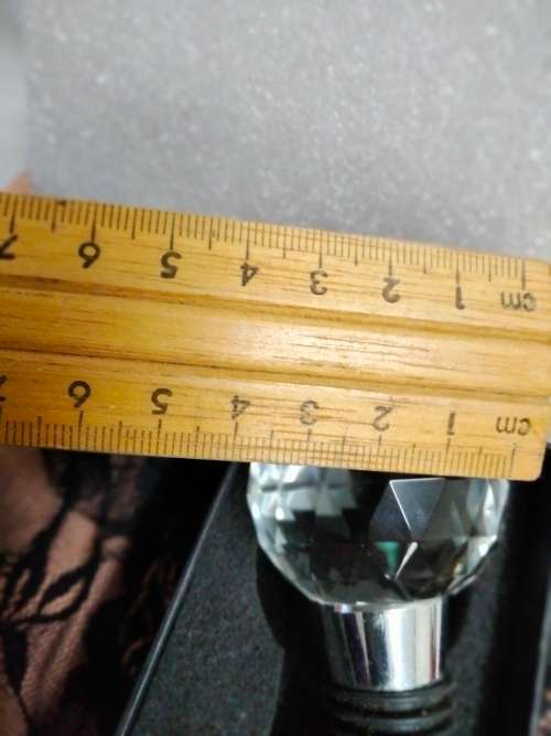 2 Stoppers 1 Large faceted cut glass Crystal Orb top bottom metal rubber+1Cork StopperTopMetal Flame
