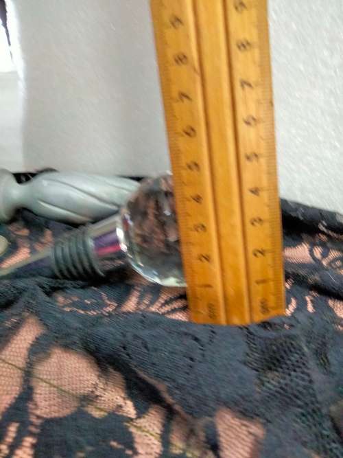2 Stoppers 1 Large faceted cut glass Crystal Orb top bottom metal rubber+1Cork StopperTopMetal Flame