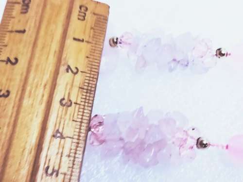 Necklace-Rose Quartz 4 DRUZY +6 drops Chips Pink faceted Cut glass Crystals