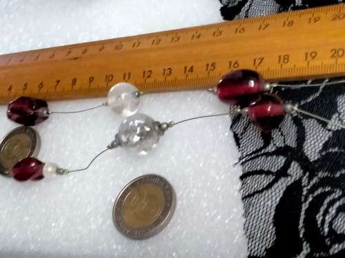 Necklace - Italian glass beads red+clear+frost beads mix shapes +sizes Look At My Buy Now listings