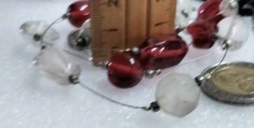Necklace - Italian glass beads red+clear+frost beads mix shapes +sizes Look At My Buy Now listings