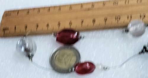 Necklace - Italian glass beads red+clear+frost beads mix shapes +sizes Look At My Buy Now listings