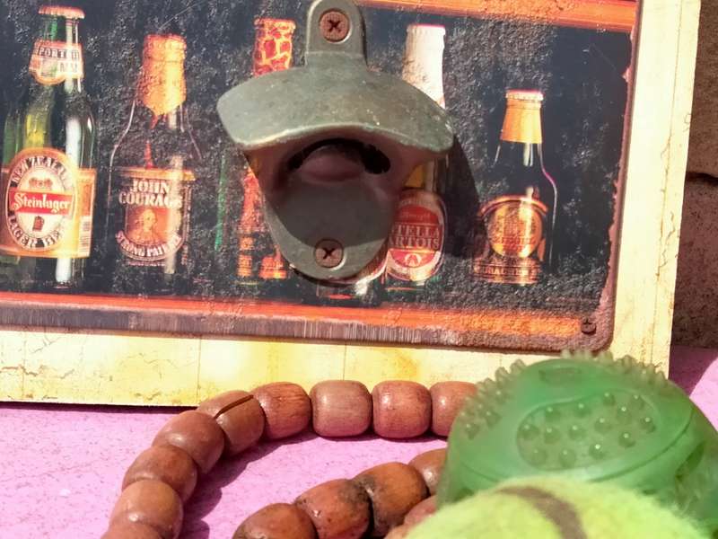 6 *PUB STUFF *Wall mounted METAL BOTTLE OPENER+Schweppes Ice Bucket3 balls 2 Tennis+Surfer Necklace
