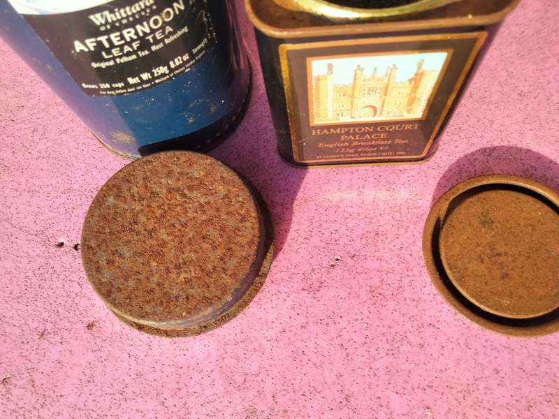 4 TIN 3 Tea Tins -2 have tea old tea leaves in- 1 Joko empty+Biscuits empty