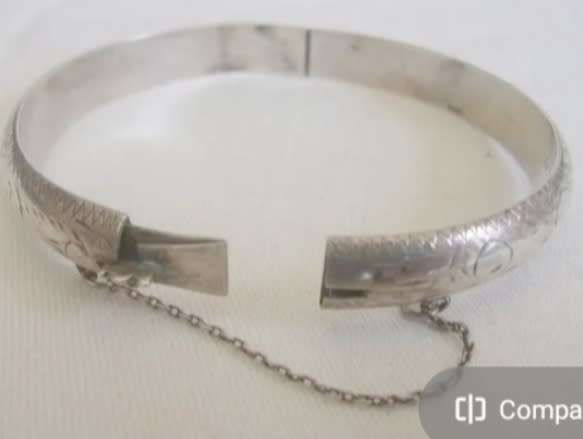 Sterling Silver 925 - Bangle Art Nouveau pattern LOOK at my BUY NOW - NO WAITING Waiting