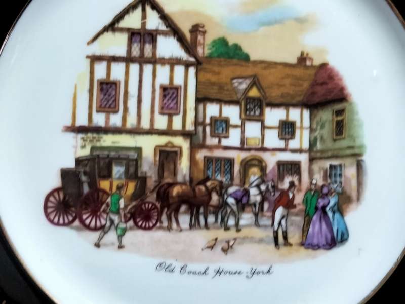 EXQUISITE!!  WALL Plate -Old Coach House York -Black Gilt trim LOOK At My BUYNOW Listings NO WAITING