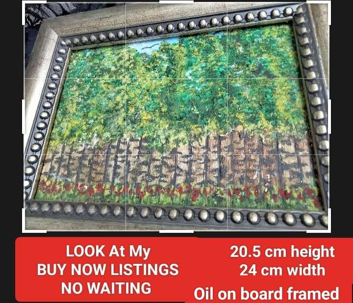 FRAMED Small Painting oil on board Forrest of lovely  TREES scene