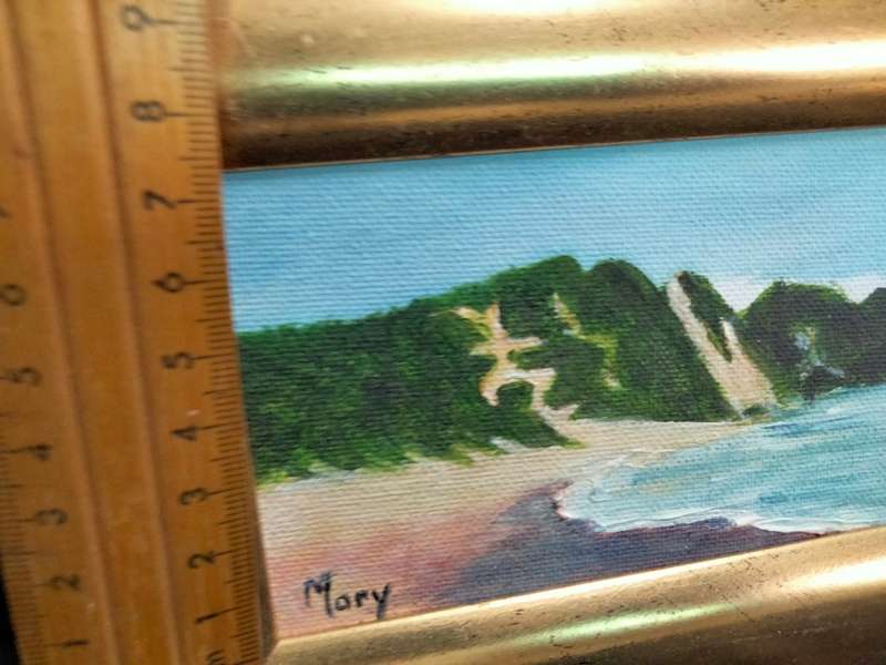 Miniature Painting  Seascape small Oil on board  scene Exquisite