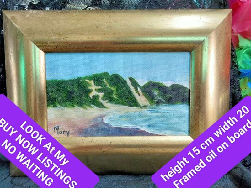 Miniature Painting  Seascape small Oil on board  scene Exquisite