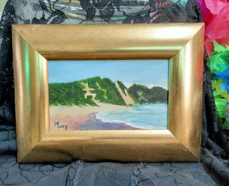 Miniature Painting  Seascape small Oil on board  scene Exquisite